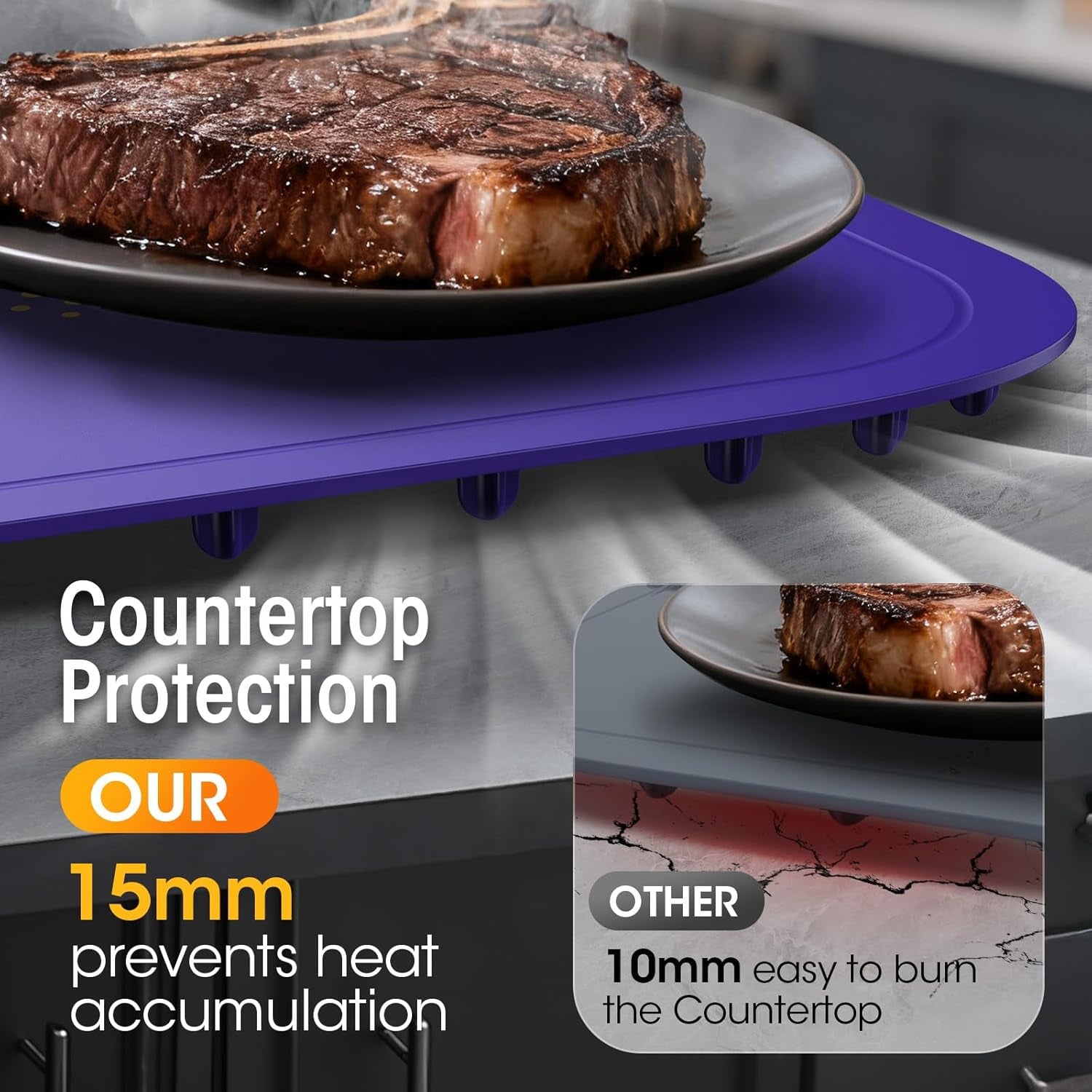 Warming Mat for Food, Extra Large, Food Warming Mat for Countertop, Food Warmer Mat with 7 Temperature Settings, Child Lock, Raised Feet Protects Table, Fast 8S Heating, Parties, Buffets, Daily Use