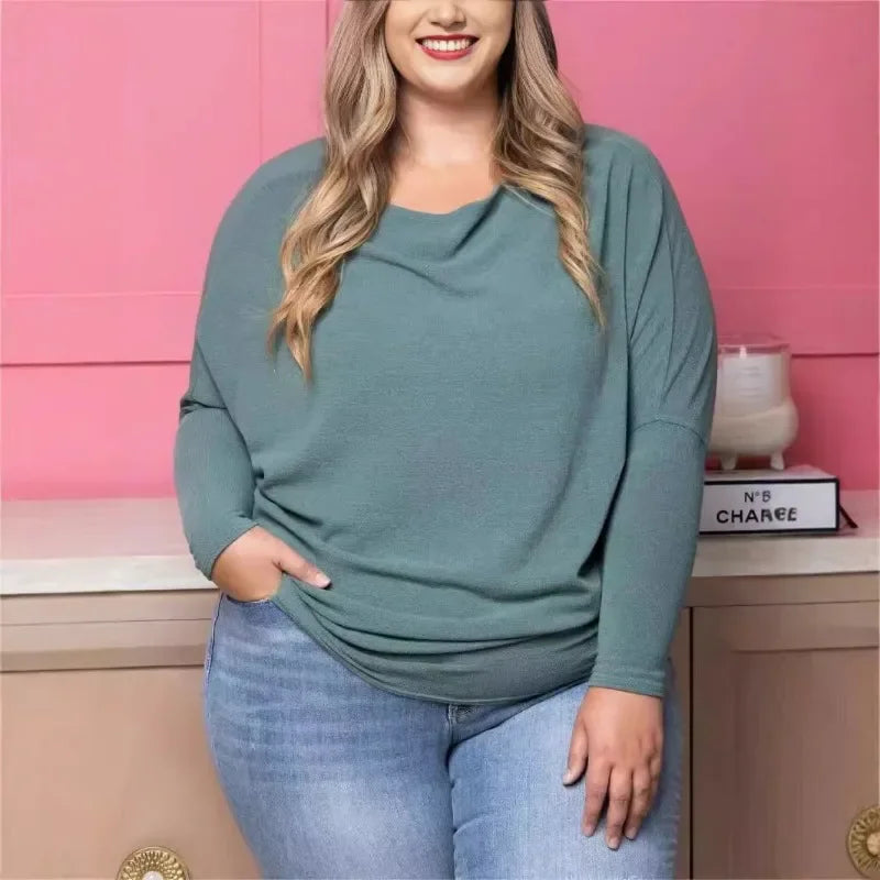 Comfort Knit Crew-Neck Batwing Sleeves Top